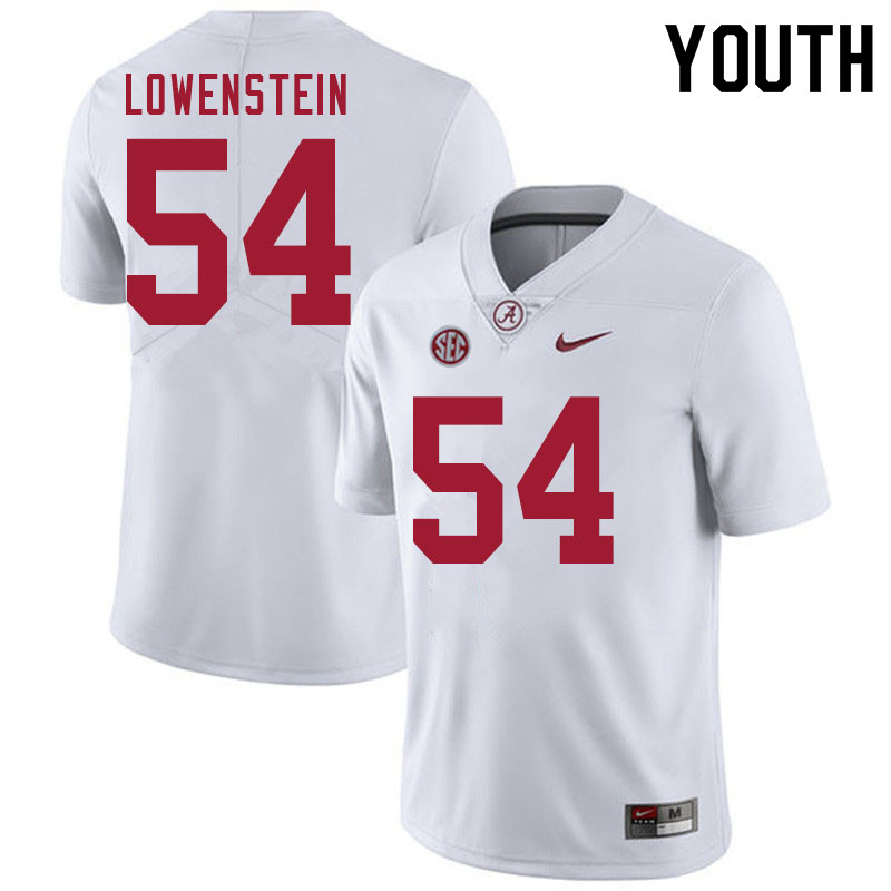 Youth #54 Julian Lowenstein Alabama White Tide College Football Jerseys Sale-White